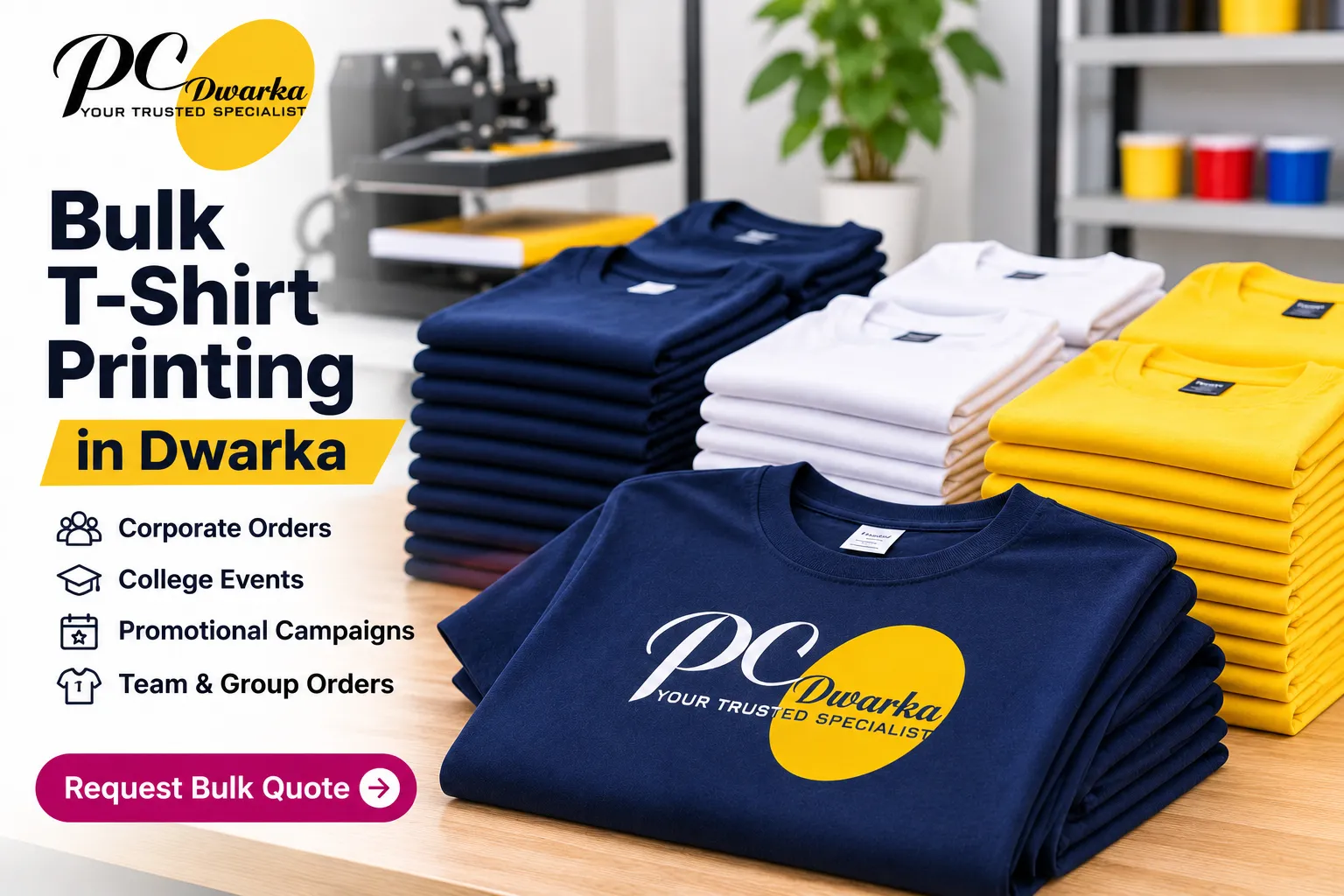 Bulk order of custom printed T-shirts prepared for customers