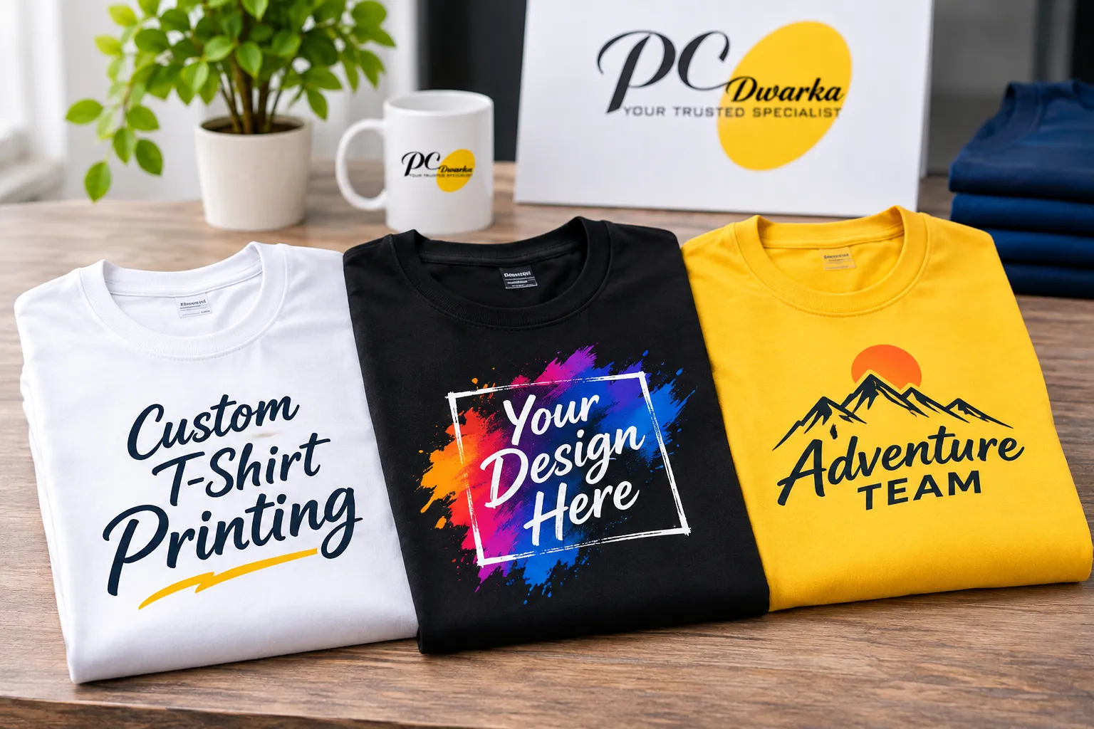 Custom printed T-shirts with personalised text and graphics