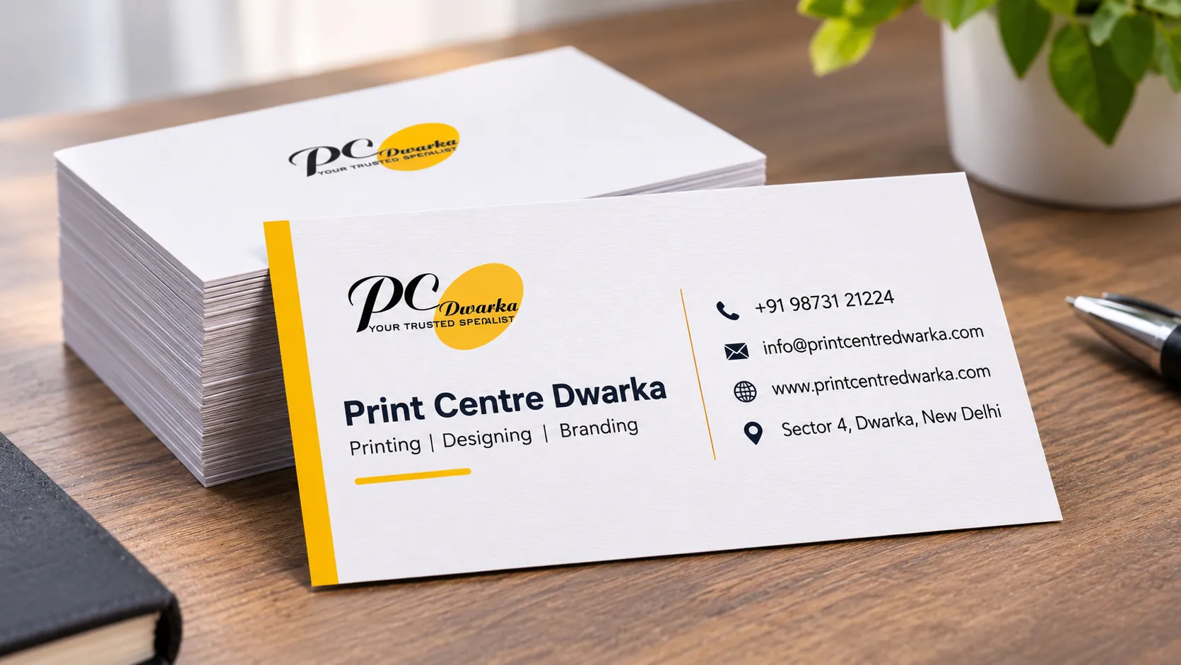 Standard business cards with clean typography and contact details